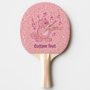 Pink Cat with Violin Ping-Pong Paddle