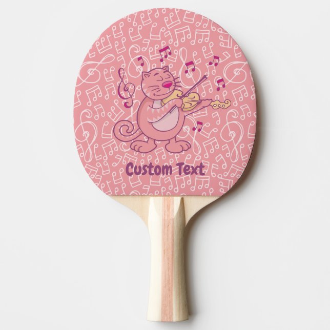 Pink Cat with Violin Ping-Pong Paddle (Front)