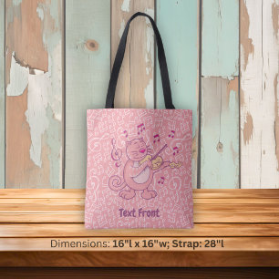 Pink Cat with Violin Tote Bag
