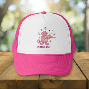 Pink Cat with Violin Trucker Hat
