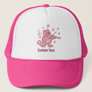 Pink Cat with Violin Trucker Hat
