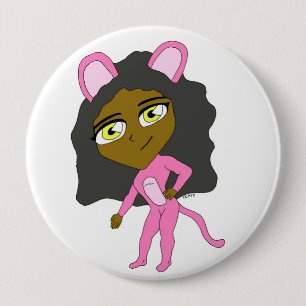 pink catgirl 10 cm round badge