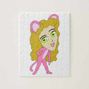 pink catgirl  jigsaw puzzle