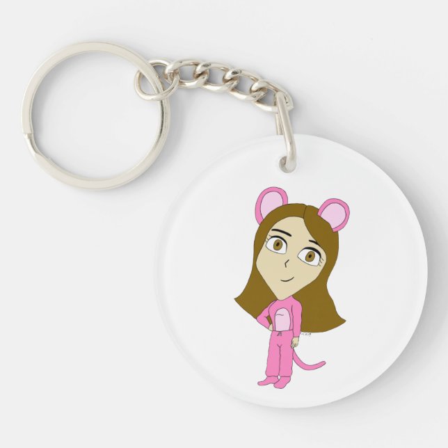 pink catgirl    key ring (Front)