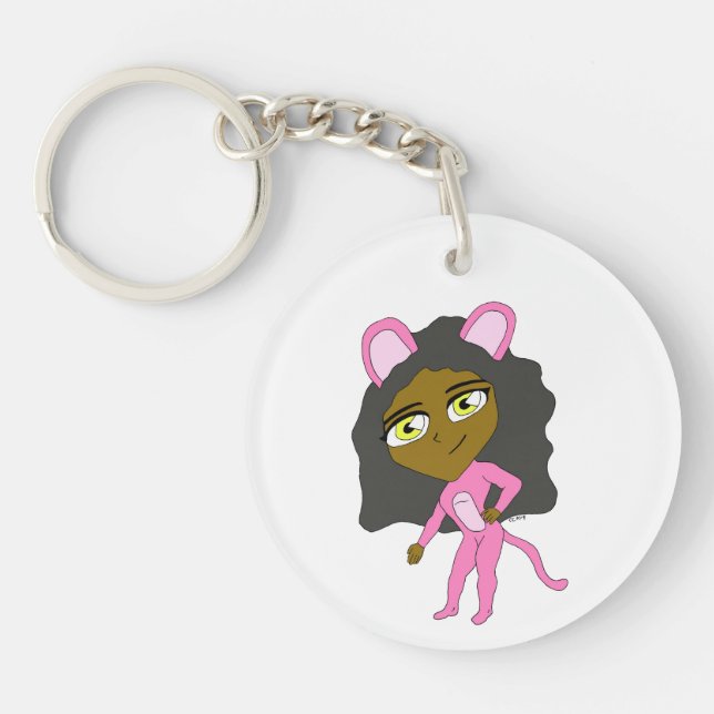 pink catgirl     key ring (Front)