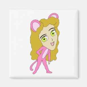 pink catgirl  magnet