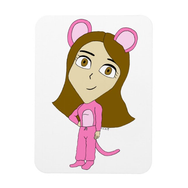 pink catgirl    magnet (Vertical)