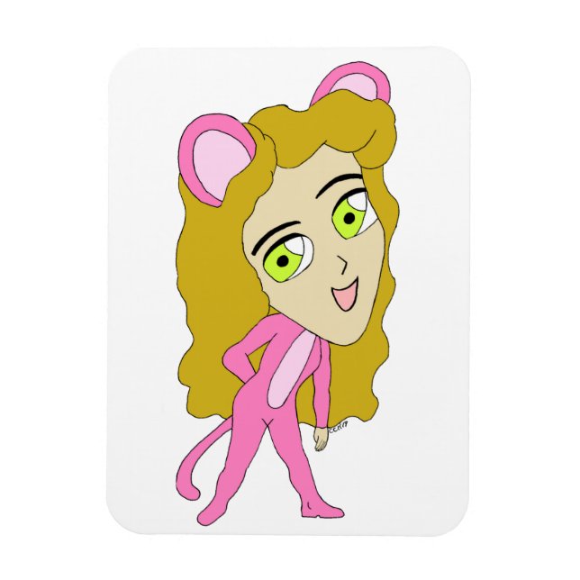 pink catgirl     magnet (Vertical)