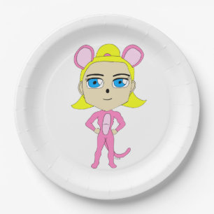 pink catgirl paper plate