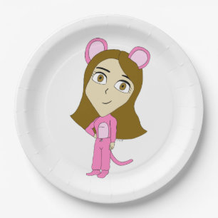pink catgirl paper plate