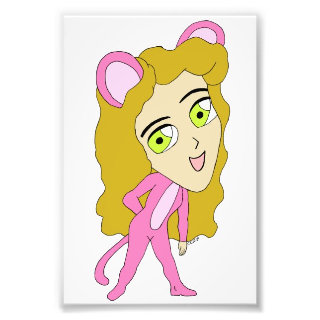 pink catgirl  photo print (Front)