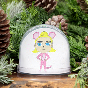 pink catgirl     snowglobe