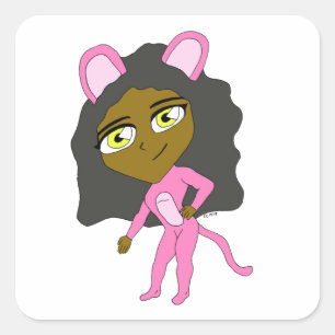 pink catgirl     square sticker