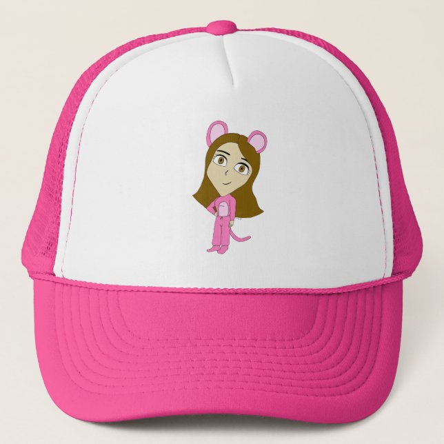 pink catgirl     trucker hat (Front)