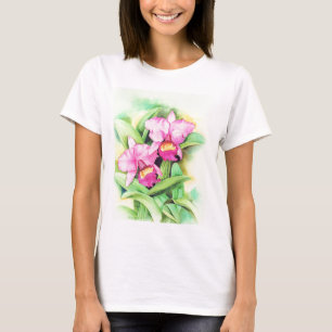 Pink Catleya Orchid Flower Art - Multi T-Shirt