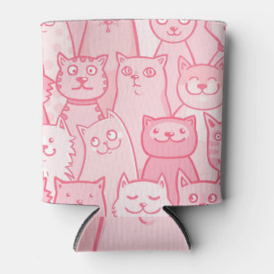 Pink Cats, Adorable Seamless Pattern. Can Cooler