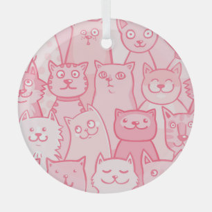 Pink Cats, Adorable Seamless Pattern. Glass Tree Decoration