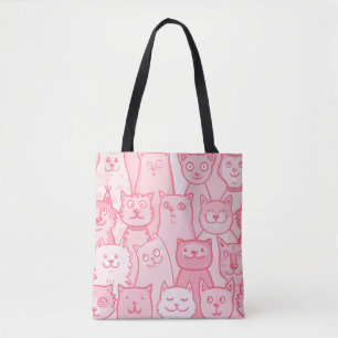 Pink Cats, Adorable Seamless Pattern. Tote Bag