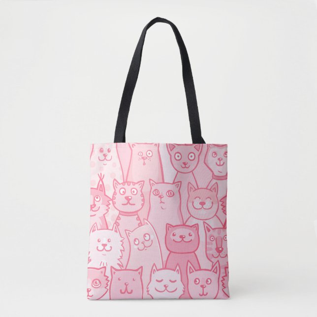 Pink Cats, Adorable Seamless Pattern. Tote Bag (Front)