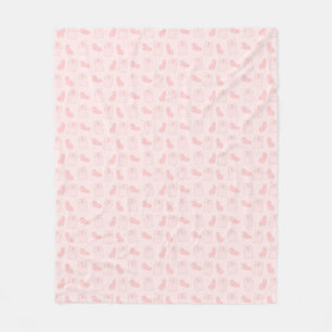 Pink Cats and Jellybeans Pattern Fleece Blanket