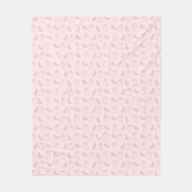 Pink Cats and Jellybeans Pattern Fleece Blanket (Front)