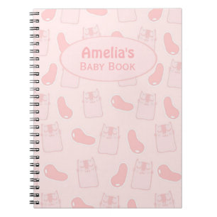 Pink Cats and Jellybeans Personalised Baby Notebook
