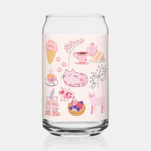 Pink Cats Cosiness Can Glass
