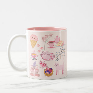 Pink Cats Cosiness Two-Tone Coffee Mug