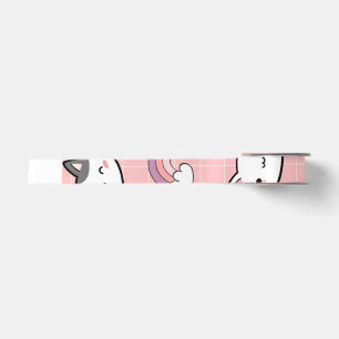 Pink, Cats & Rainbows 1'5" inches Satin ribbon