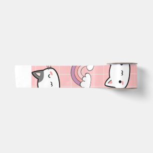 Pink, Cats & Rainbows 3" inches Satin ribbon
