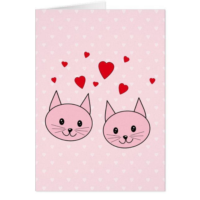 Pink cats with love hearts. (Front)