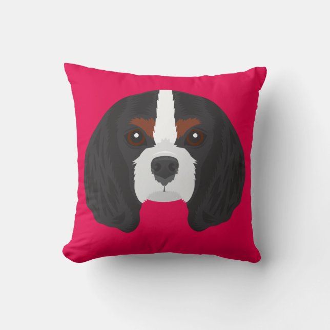 Pink Cavalier King Charles Spaniel Cushion (Front)