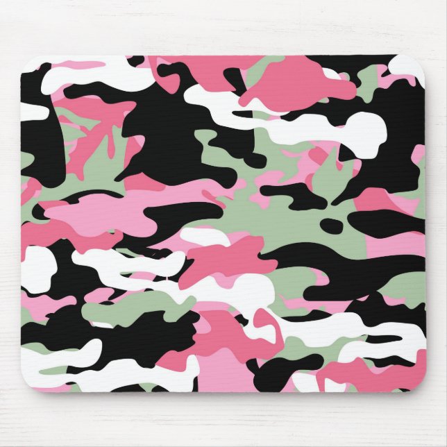 Pink & Celadon Green Camo Mousepad (Front)