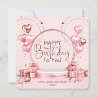 Pink Celebration Personalised Birthday Card