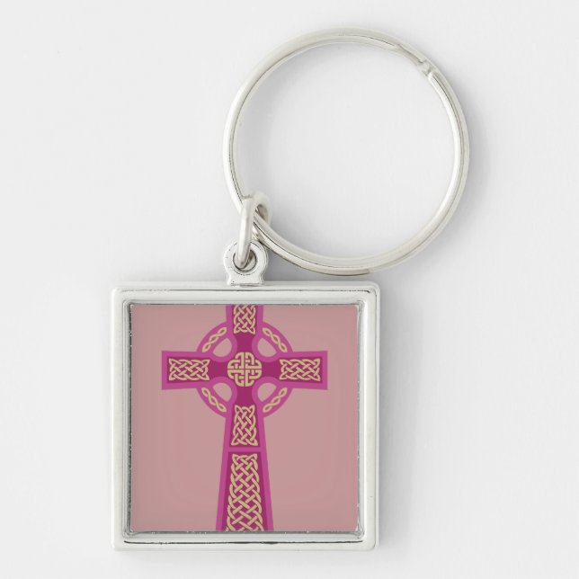 Pink Celtic Cross Keychain (Front)