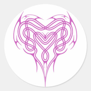 Pink Celtic Heart Knot Classic Round Sticker