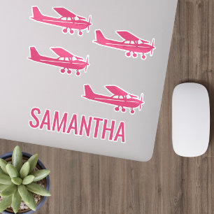 Pink Cessna Aeroplane Girly Chic Fun Custom