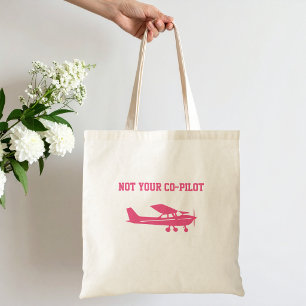 Pink Cessna Aeroplane Not Your Co-Pilot Funny Fema Tote Bag