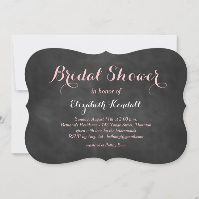 Pink Chalk Bridal Shower Invitation (Front)