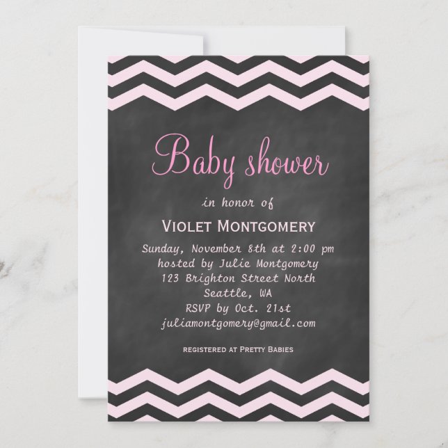 Pink Chalkboard Baby Shower Invitation (Front)