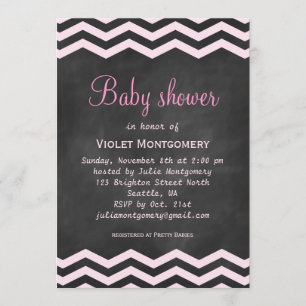 Pink Chalkboard Baby Shower Invitation