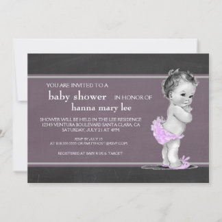 Pink Chalkboard Baby Shower Party Invitation
