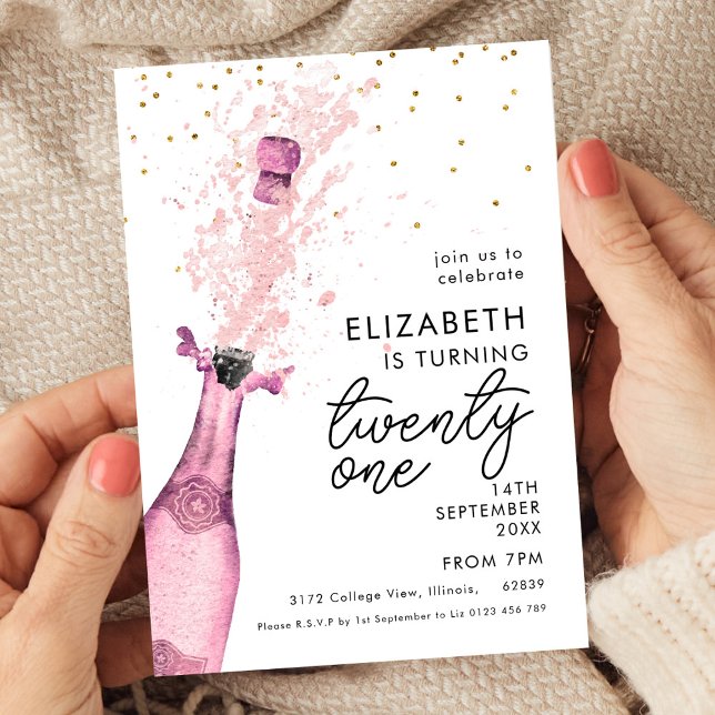 Pink Champagne 21st Birthday Invitation  (Creator Uploaded)