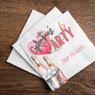 Pink Champagne and Ice Bucket Galentine Party  Napkin