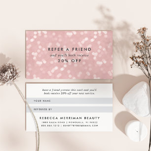 Pink Champagne Bokeh Referral Card