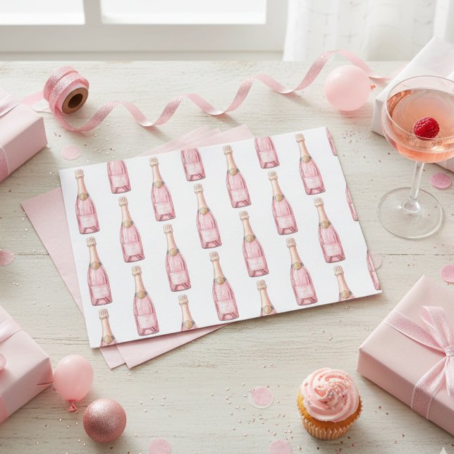 Pink Champagne Bottles Celebration  Tissue Paper (Creator Uploaded)