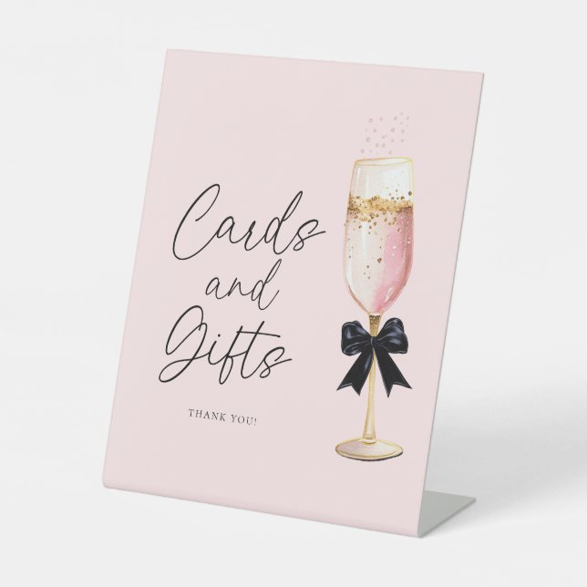 Pink Champagne Bridal Shower Cards and Gift Sign (Front)