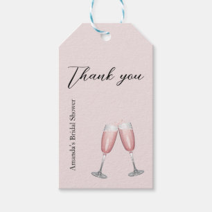 Pink Champagne Bridal Shower Favour Gift Tags