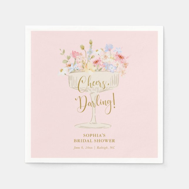 Pink Champagne Bridal Shower Napkin (Front)