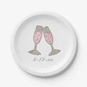 Pink Champagne Bridal Shower Wedding Date Plates